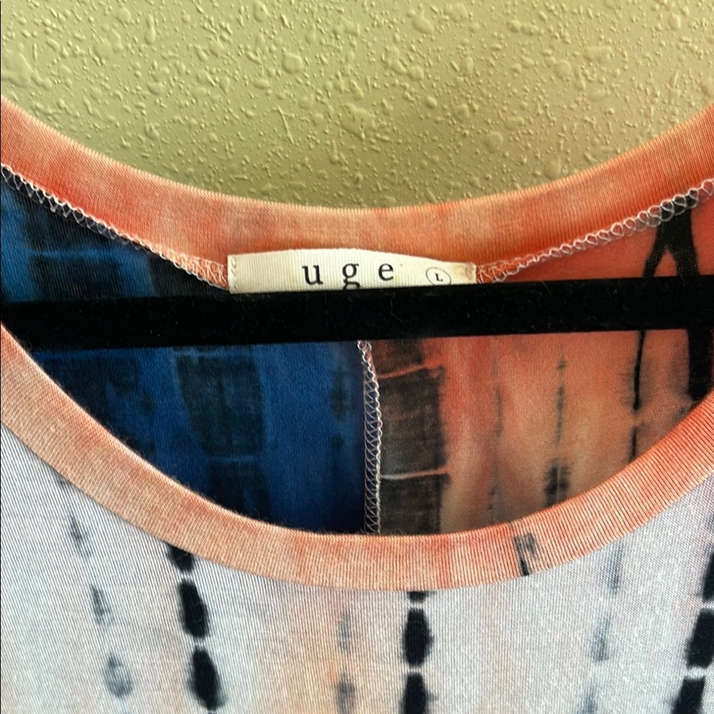 Blue and Orange Sleeveless Maxi Dress with Crew Neck for Casual Wear